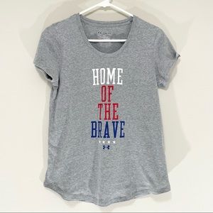 Under Armour Heat Gear Home of the Brave Patriotic 4th of July T-Shirt Size M